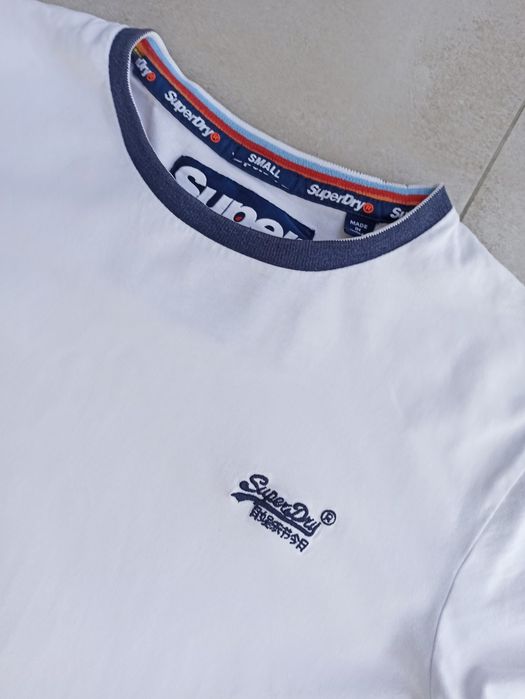 Superdry t-shirt oryginalna biała koszulka męska rozmiar S, M