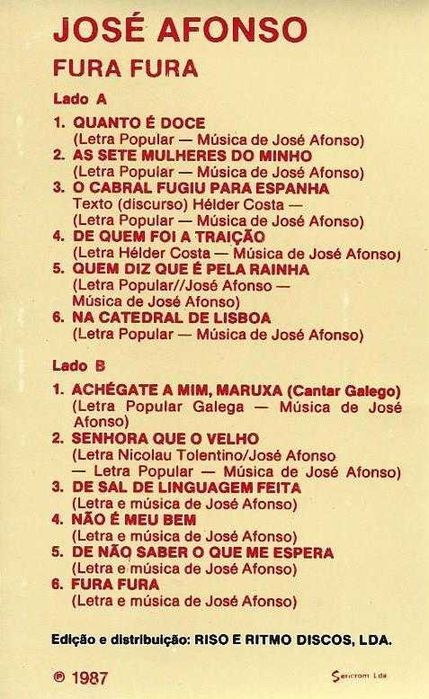 José Afonso	- - - - -		Fura Fura	- - - - -	K7