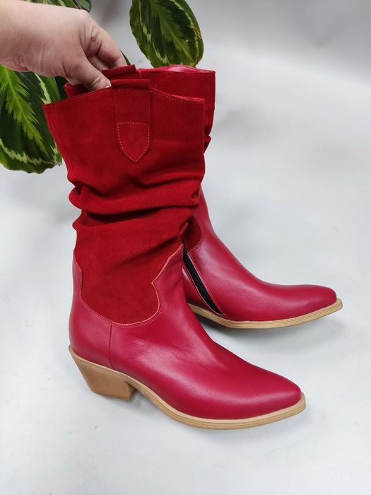 Сапоги казаки, натуральна шкіра замша 38р