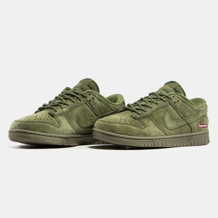 Кросівки КроссовкиNike SB Dunk Low x Supreme khaki Green Зелёный Зелений Хаки Хакі Кросовки повсякденні