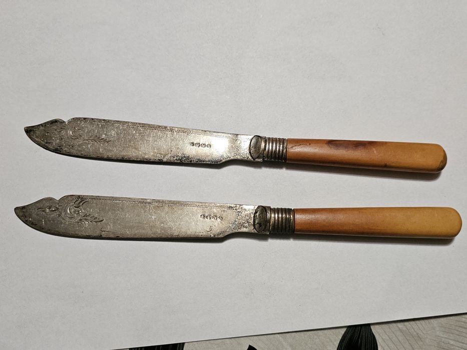 Вінтаж Рідкісні Столові Ножі для Риби М'яса EPNS Посріблення Англія