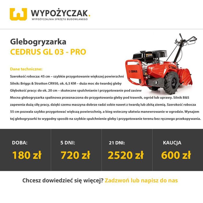 Rębak, rozdrabniacz do gałęzi / glebogryzarka / aerator / wertykulator / walec do ogrodu ogród - WYNAJEM