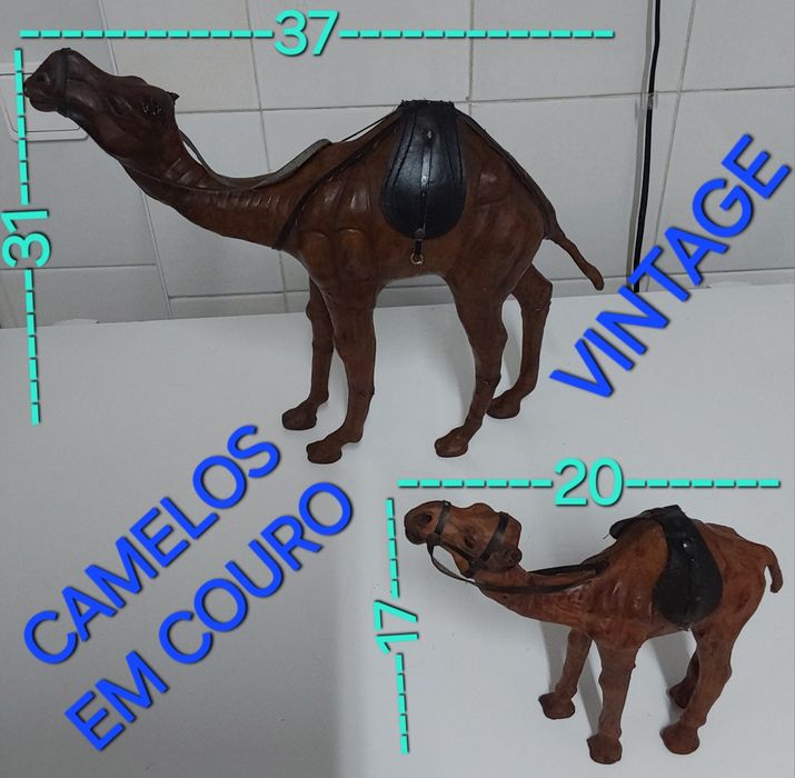 CAMELOS VINTAGE EM COURO. 25€ O PAR. Casa,Decoração,Quarto,Colecção.
