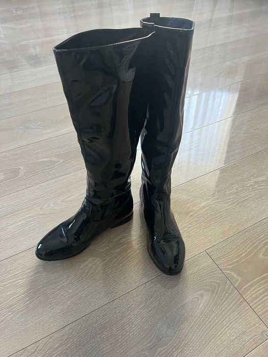 Жіночі лакові чоботи 38 розмір 24.5 см устілка на худу ногу