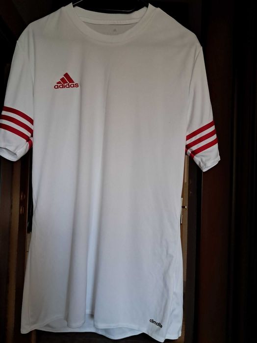 Koszulka T-shirt tshirt Adidas climalite rozm M biała w czerwone paski