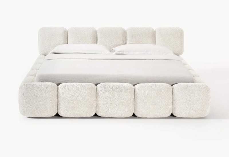 Nowoczesne łóżko sypialniane Teddy-Bouclé Tayla z bąbelkami 200x200cm