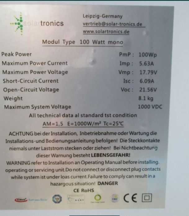 Painel Fotovoltaico 100W Mono Módulo Solar