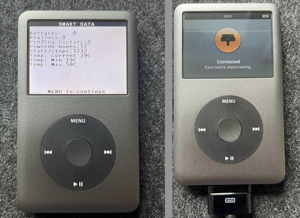 iPod Classic 6.5 Gen 120GB Black (Капсула часу, 57 год HDD, 0 битих кластерів)