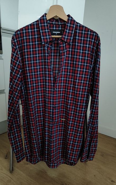 DSquared2 camisa padrão xadrez homem e 100% algodão