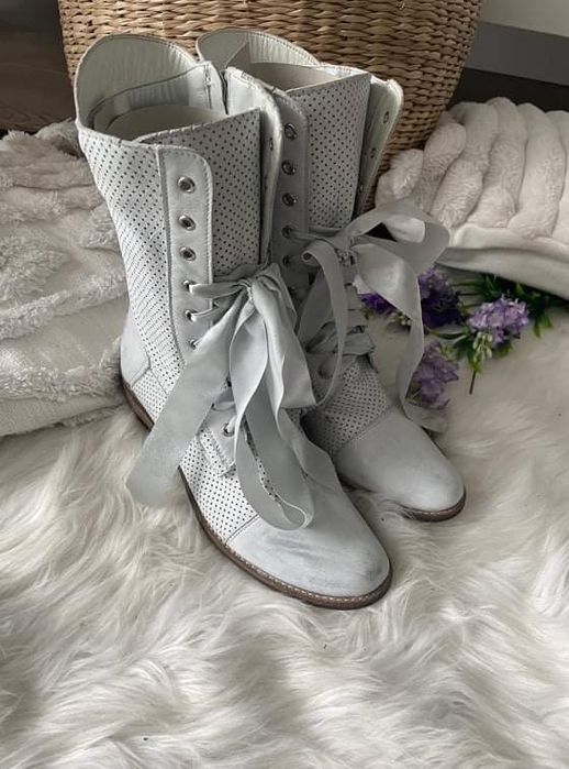 Eleganckie botki workery wiosenno letnie skóra naturalna