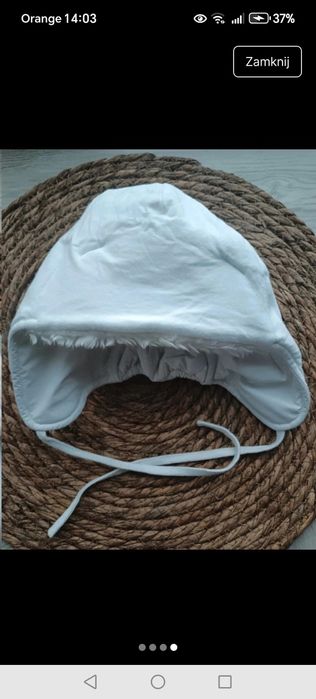 Elegancka czapka biała zimowa 46 cm dziewczynka