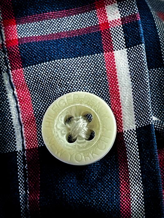 (S) Tommy Hilfiger Nowa Męska Koszula Biała Czerwona Granatowa Bawełna