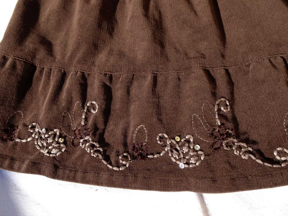 Sztruksowa spódnica Falbany Haft 38 40 sztruks