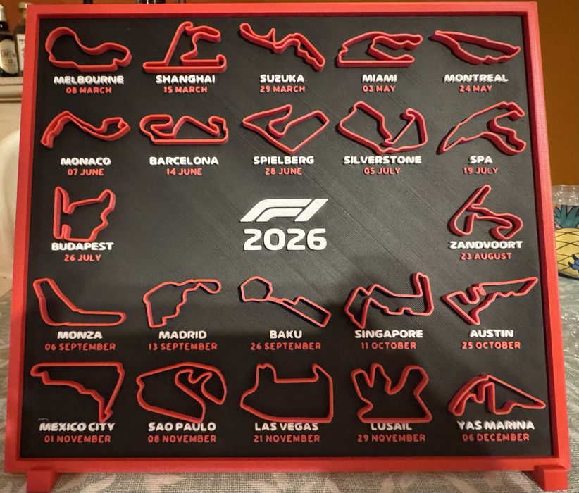 Calendário em relevo F1