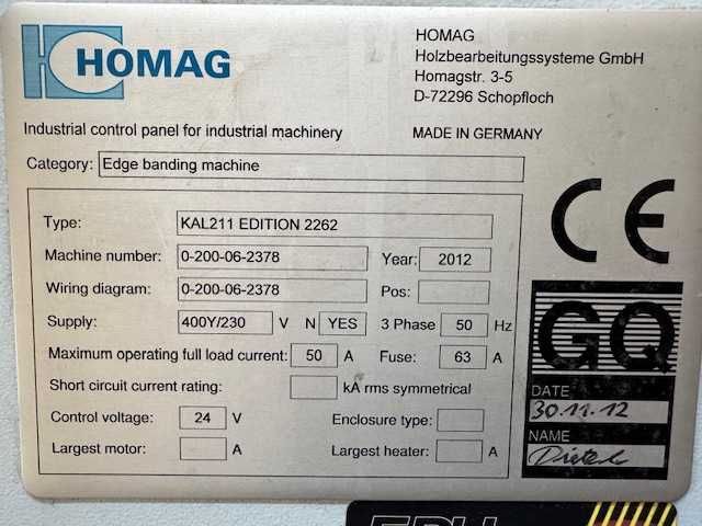 Okleiniarka Homag Edition KAL 2262