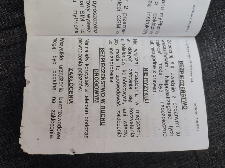 Instrukcja do telefonu  myphone