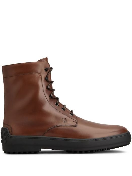 botas de combate de couro Tod's