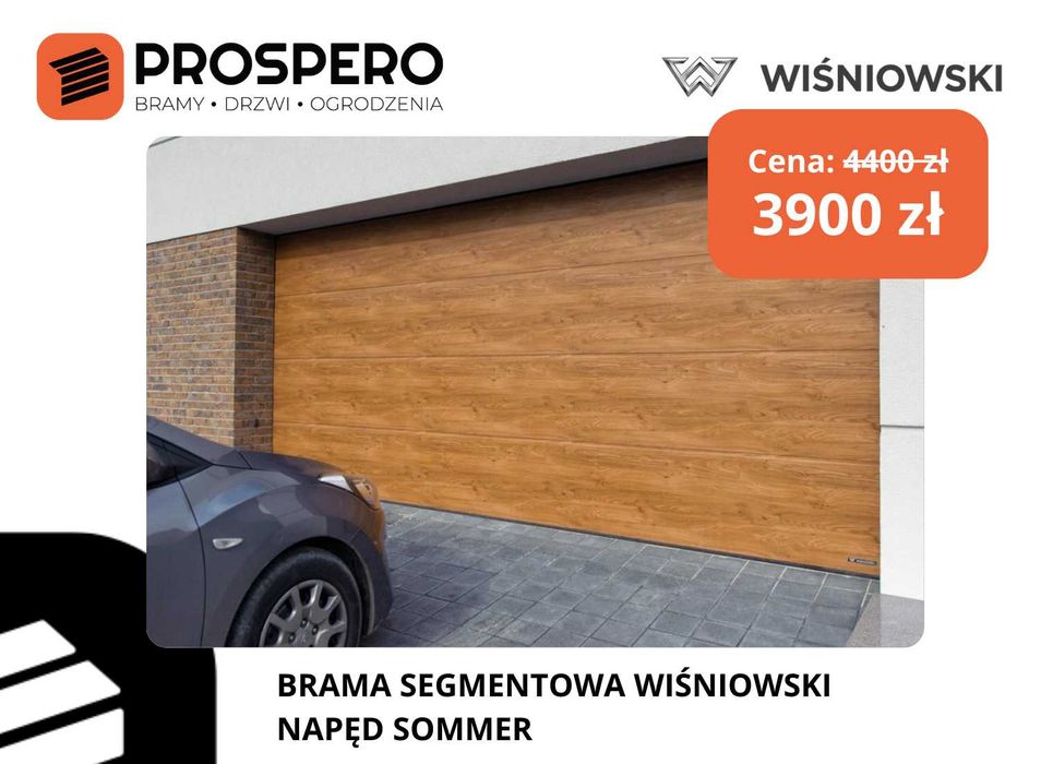 Brama segmentowa garażowa WIŚNIOWSKI złoty dąb / Kobiór, Tychy, Wyry
