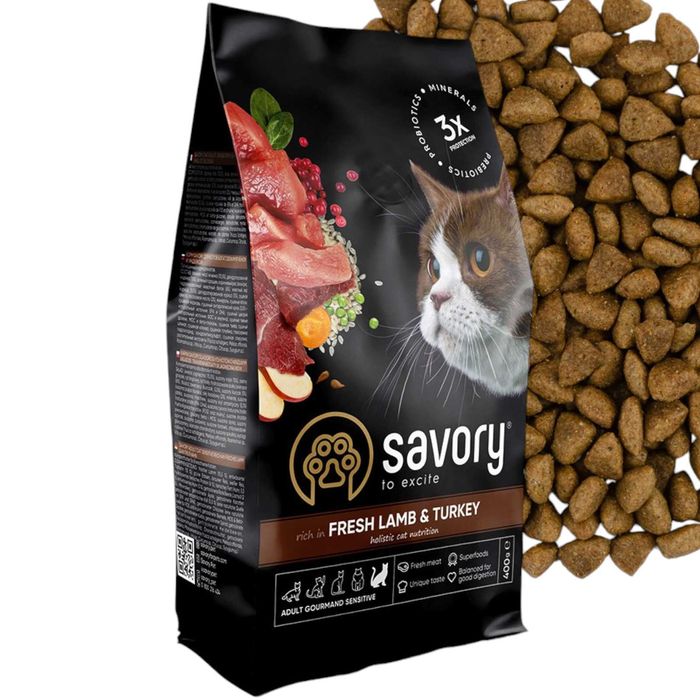 2кг Сухий корм для котів з чутливим травленням Savory Adult Sensitive