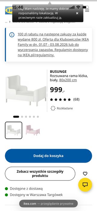 Łóżko dla dziewczynki Ikea Busunge