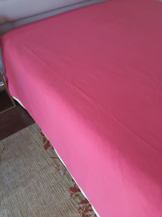 Capa de edredon de algodão rosa