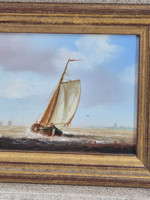 Obraz miniaturowy, marynistyczny olej