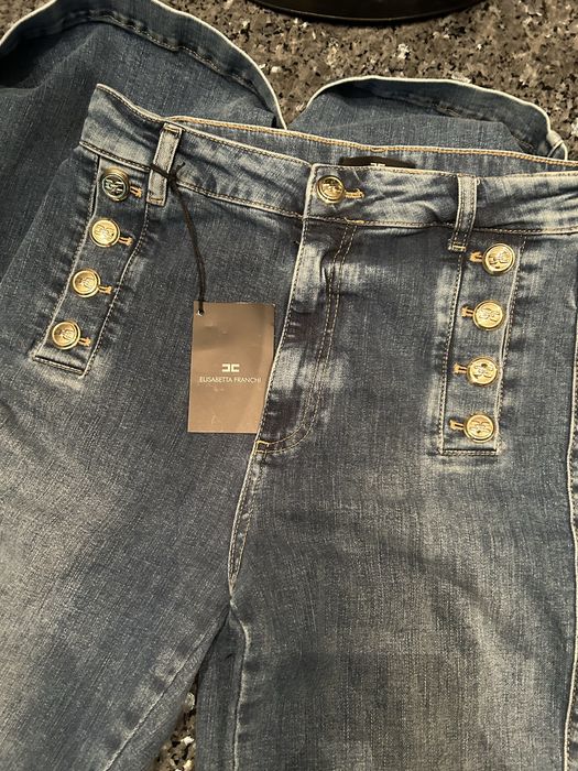 Spodnie jeans Elisabetta Franchi -złote guzuki r.30