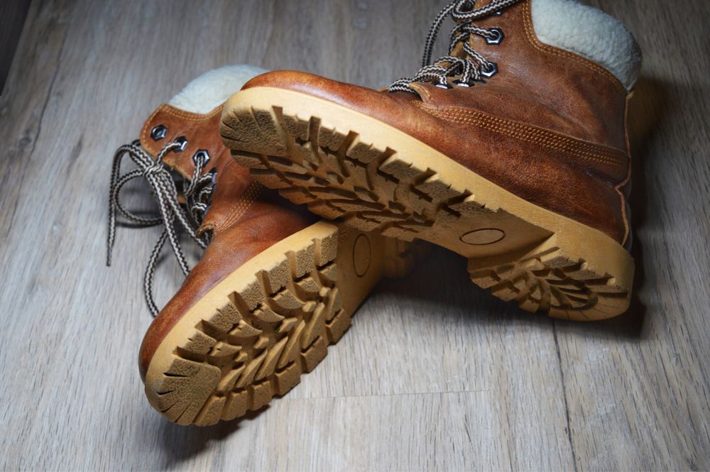 Ботинки з натуральної шкіри хутро мех коричневі хайкери берці Forester