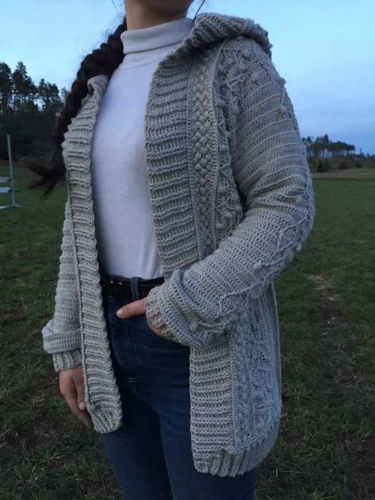 Kardigan sweter ręcznie robiony handmade rękodzieło na szydełku
