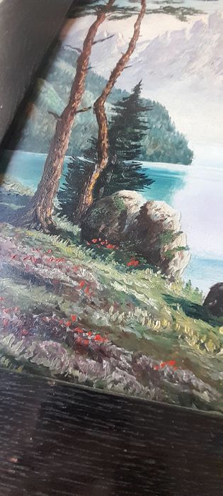 Obraz, pejzaż podpisany Graf 1944 wymiar 59 na 76