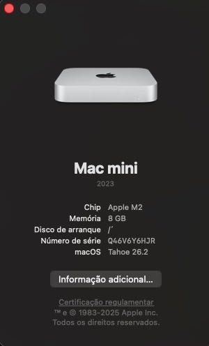 Mac mini 2023 8gb RAM 250gb