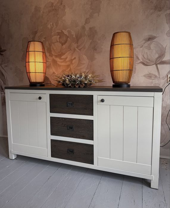 Komoda duża średnia biała mleczna drewniana rustykalna