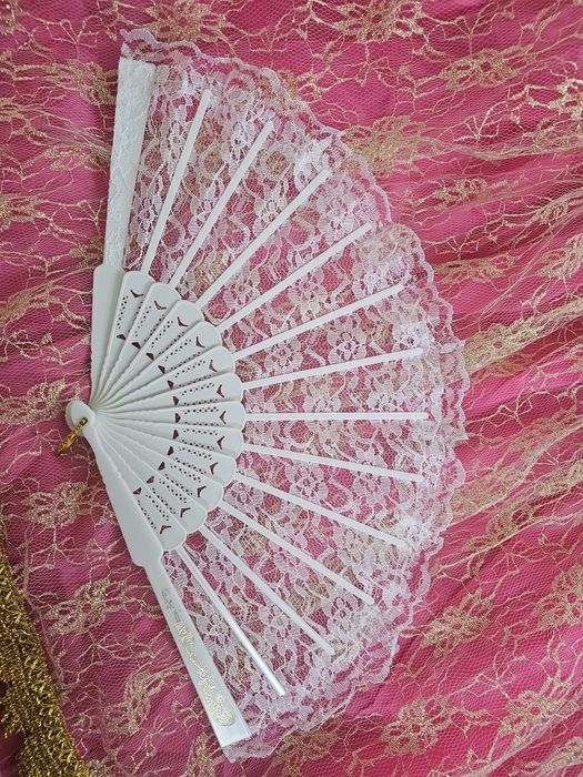 Віяло біле мереживне дерев'яне для фотосесії Весілля танців веер  фото