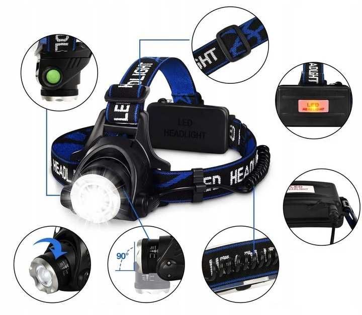 Latarka Czołowa LED XML T6 ZOOM 800M