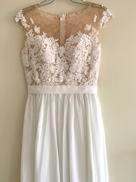 Suknia ślubna #56 boho linia A ivory zamek guziczki rozmiar 42 XL