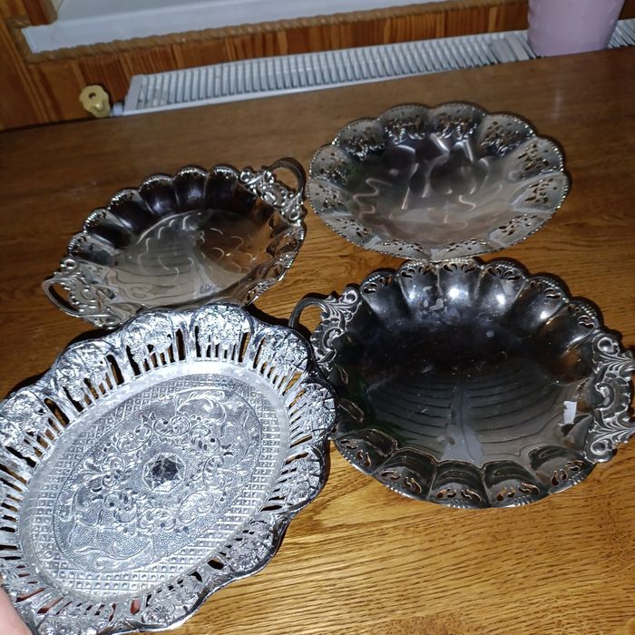 Вінтажні посріблені підноси Підставка для столових приборів Чаша