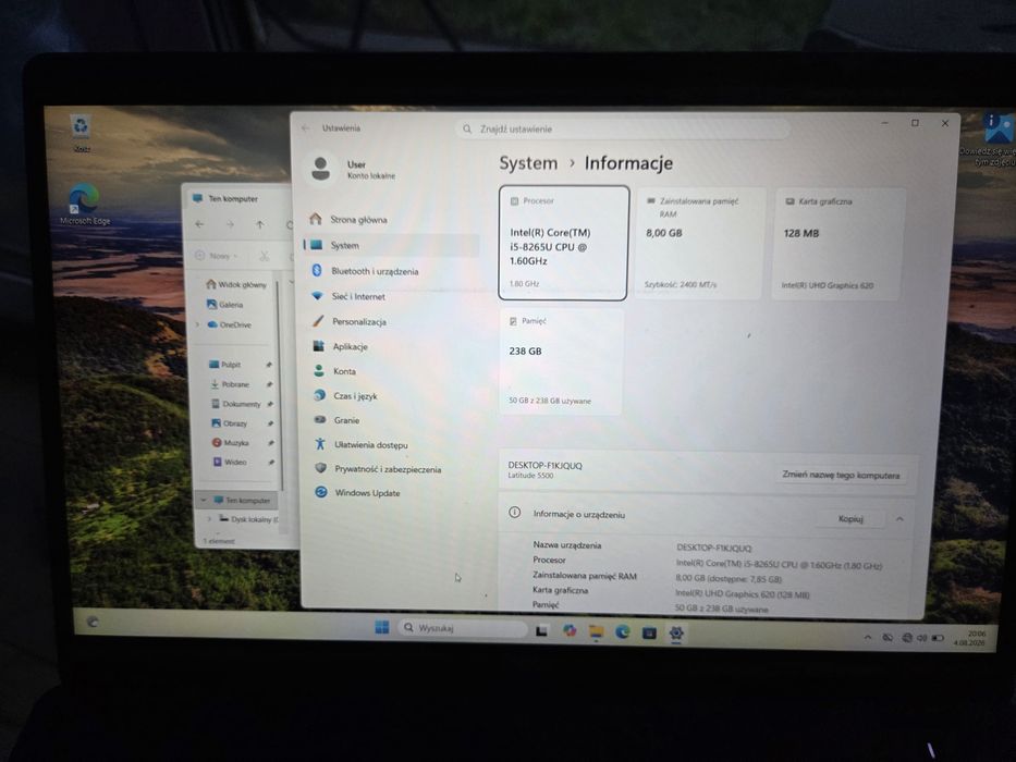 Laptop Dell Latitude 5500 8/256 GB i5-8265U SSD