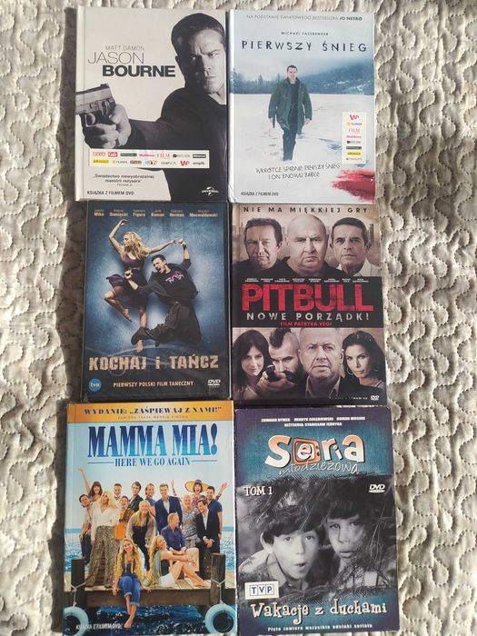 Filmy DVD zestaw 6szt, nowe w folii.