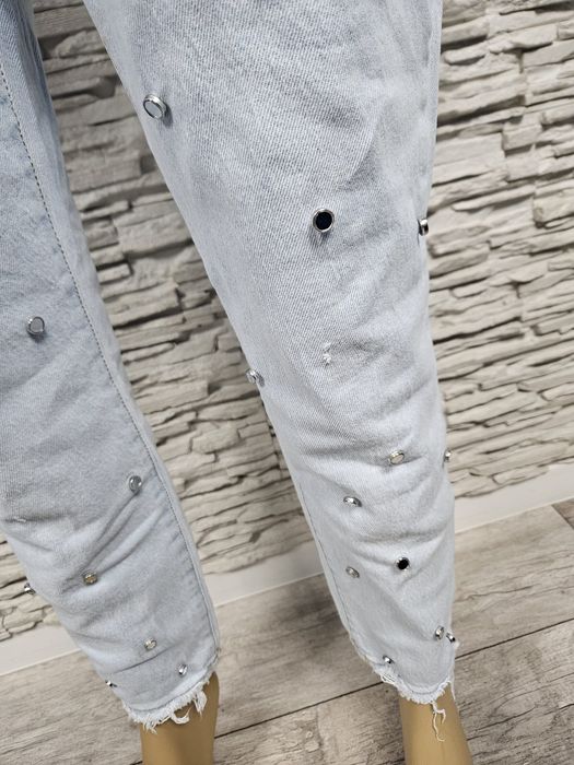 Spodnie jeansowe premium Queen Hearts rozm L zdobione