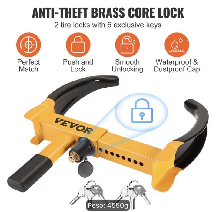 Cadeado/tranca para roda de carro ou mota