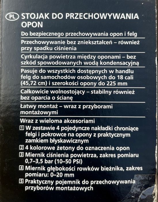 Stojak do przechowywania kół , nowy .