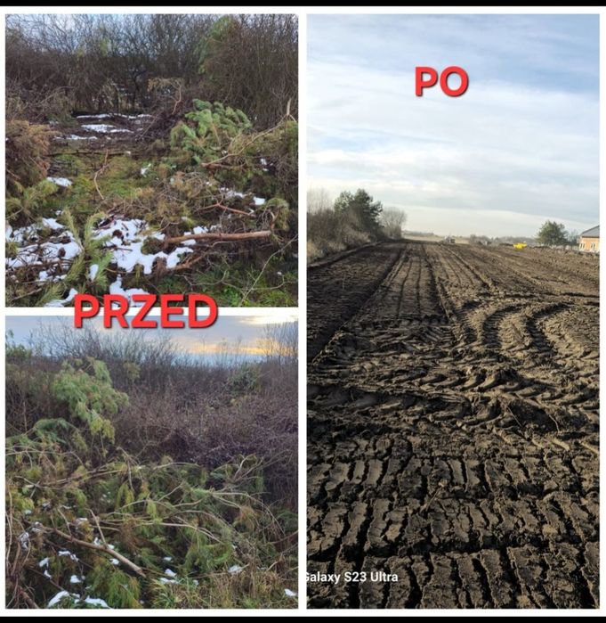 Mulczowanie wgłębne powierzchniowe wycinka drzew.