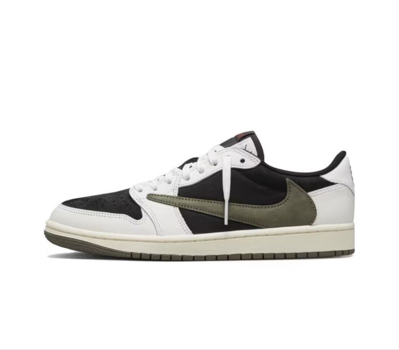 Шкіряні Кросівки nike air jordan 1 Retro Low OG SP Travis Scott Olive