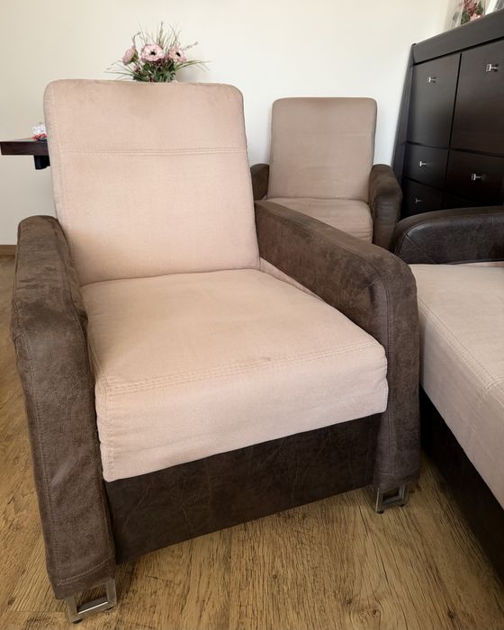 Komplet mebli wypoczynkowych  |  Sofa rozkładana + 2 fotele  |  Stan BARDZO DOBRY+  |  OKAZJA