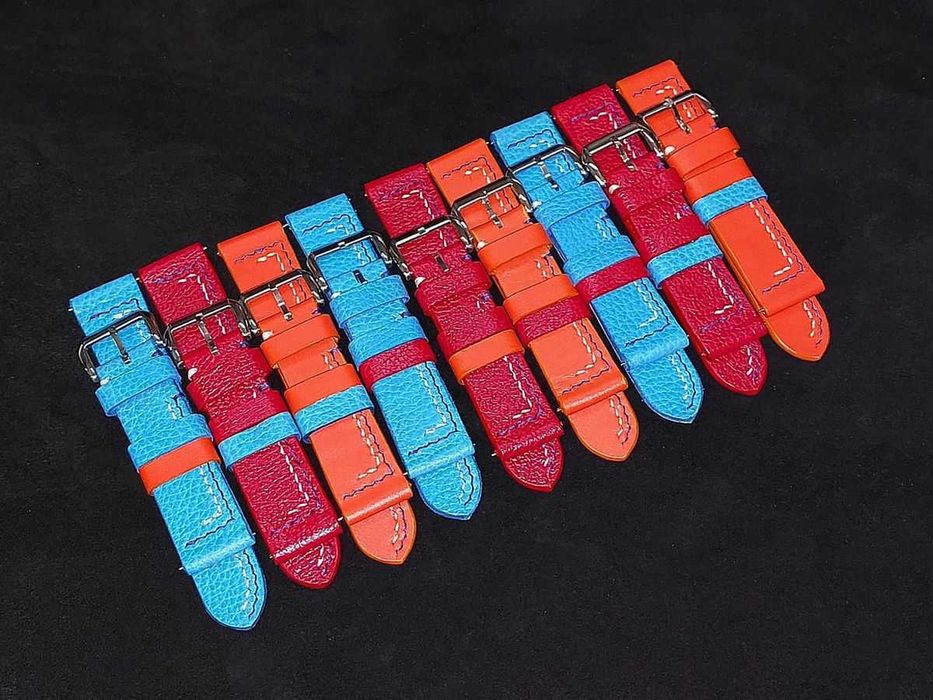 Pasek do zegarka męskiego damskiego naturaln skóra szyty ręcznie 22 mm