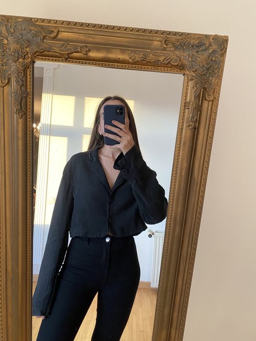 Укорочений лянний піджак Оверсайз М-Л Італія Angysix