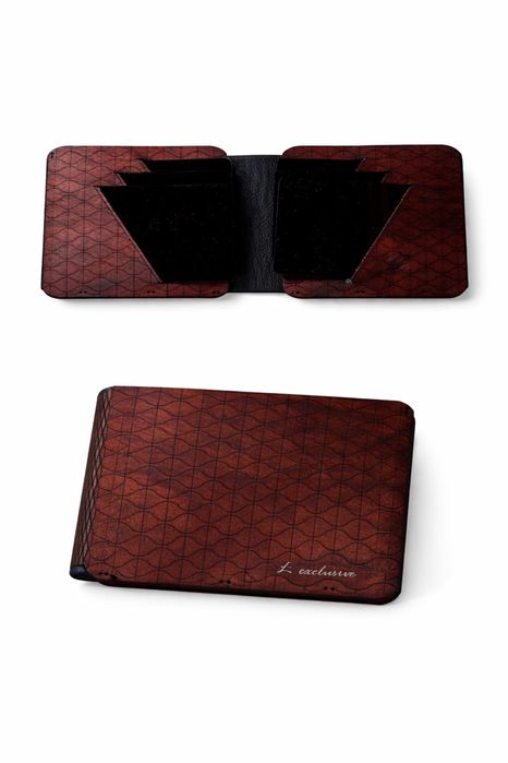 Stylowy portfel skórzano-drewniany – nowy