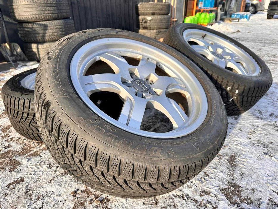 Koła aluminiowe Audi 7,5Jx17 ET 28 5x112 56,6mm opony 225/50/17 Dunlop