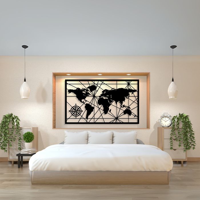 Mapa Świata 3D Obraz Ażurowy XXL Dekoracja Ścienna + Gratis