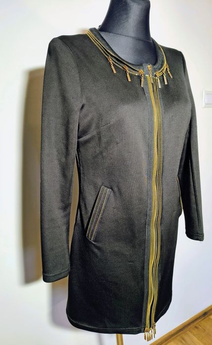 Sukienka mała czarna na zamek prosta długi rękaw r.XL